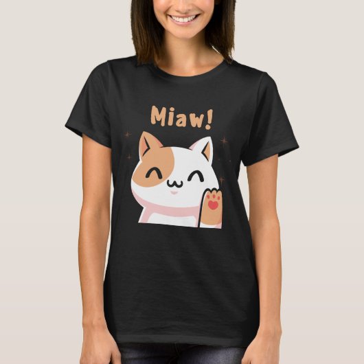 Cat Miaw-Kat-Cute Cat-Funny T-shirt (Voorkant)