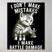 Cat Miniature Painter Battle Damage Funny Miniatur Poster (Voorkant)