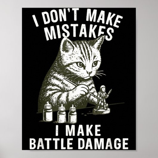 Cat Miniature Painter Battle Damage Funny Miniatur Poster (Voorkant)