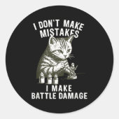 Cat Miniature Painter Battle Damage Funny Miniatur Ronde Sticker (Voorkant)
