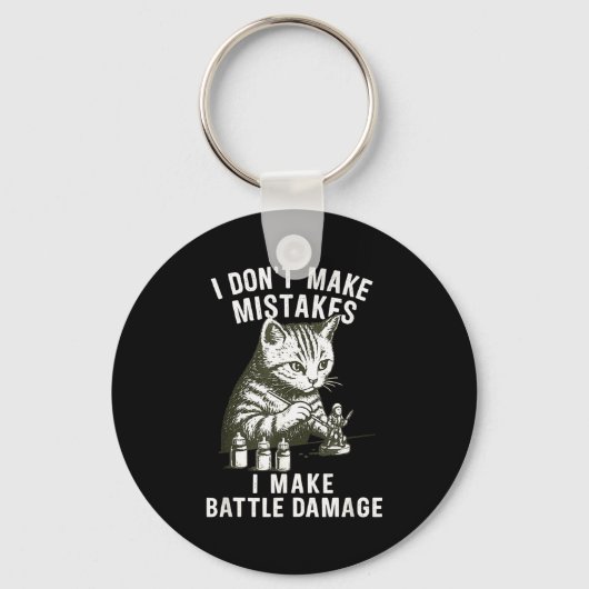 Cat Miniature Painter Battle Damage Funny Miniatur Sleutelhanger (Voorkant)