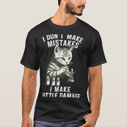 Cat Miniature Painter Battle Damage Funny Miniatur T-shirt (Voorkant)