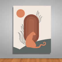 Cat - Minimalistische Canvasprint - kunst aan de m