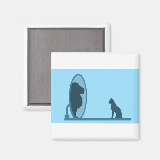 Cat Mirror Lion Reflection Confidentie Motivatie Magneet (Voorkant / Achterkant)