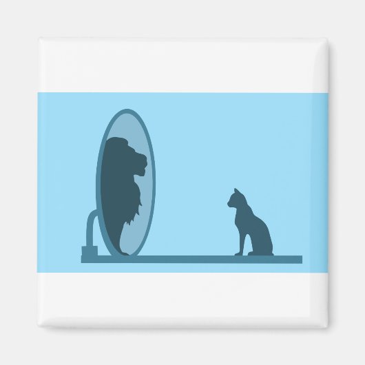 Cat Mirror Lion Reflection Confidentie Motivatie Magneet (Voorkant)