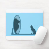 Cat Mirror Lion Reflection Confidentie Motivatie Muismat (Met muis)
