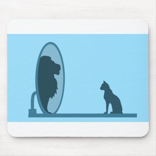 Cat Mirror Lion Reflection Confidentie Motivatie Muismat (Voorkant)