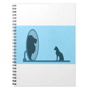 Cat Mirror Lion Reflection Confidentie Motivatie Notitieboek