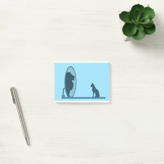 Cat Mirror Lion Reflection Confidentie Motivatie Post-it® Notes (Kantoor)