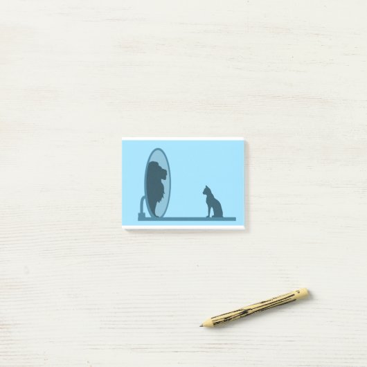 Cat Mirror Lion Reflection Confidentie Motivatie Post-it® Notes (Op bureau)