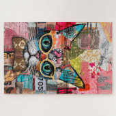 Cat Mixed Mixed Paper Collage Jigsaw Puzzle Legpuzzel (Horizontaal)