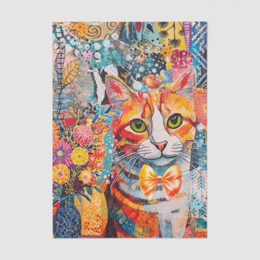 Cat Mixed Mixed Paper Collage Tissue Paper Tissuepapier (Voorkant)