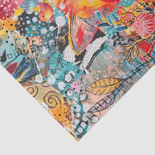 Cat Mixed Mixed Paper Collage Tissue Paper Tissuepapier (Detail)