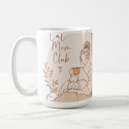 Cat Moeder Club Potlood Kunst Latte Mok (Links)