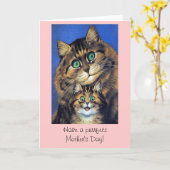 Cat Moederdag Kaart (Gele Bloem)