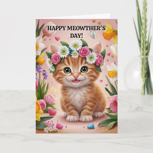 Cat Moederdag Kaart Cat Mom Kaart Moederdag (Voorkant)