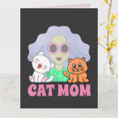 CAT MOM ART GIRL BIRTHDAY KAART GESCHIKT 4 FRAMING (Gele Bloem)