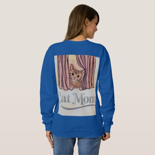 Cat Mom Blauw Sweatshirt (Achterkant volledig)
