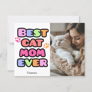 Cat Mom Briefkaart met aangepaste foto & bubbelige