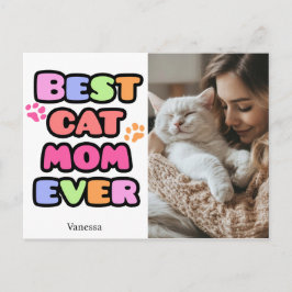 Cat Mom Briefkaart met aangepaste foto & bubbelige