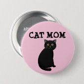 CAT MOM-BUTTON (BLACK CAT) RONDE BUTTON 7,6 CM (Voorkant /achterkant)