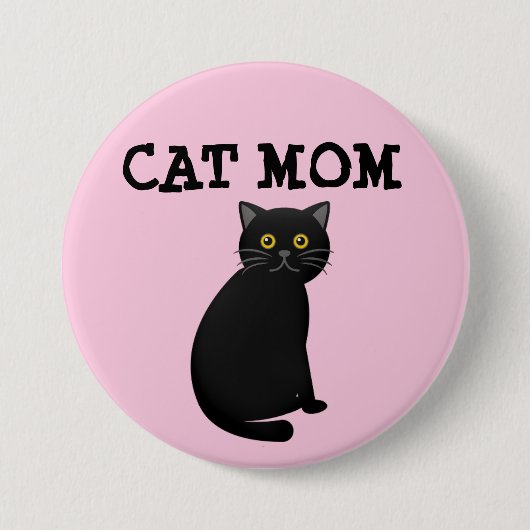 CAT MOM-BUTTON (BLACK CAT) RONDE BUTTON 7,6 CM (Voorkant)