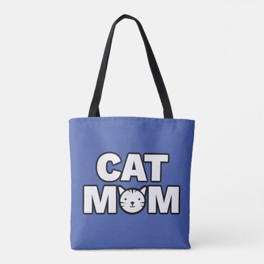 CAT MOM-Canvas tas (blauw) (Achterkant)