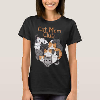 Cat Mom Club - Illustratie van een hart met meerde T-shirt