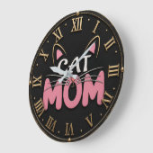 Cat Mom Cute Pink Cat Face Grote Klok (Hoek)