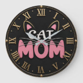 Cat Mom Cute Pink Cat Face Grote Klok (Voorkant)