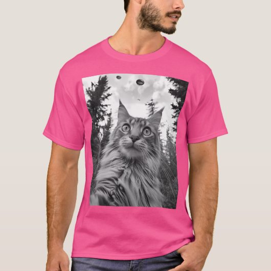 Cat Mom Dad - Grappige Alien Selfie Maine Coon Ufo T-shirt (Voorkant)