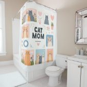 "Cat Mom" Douchegordijn met Schattige Kittens (In situ)