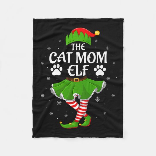 Cat Mom Elf Christmas Family Girls Women Elf Squad Fleece Deken (Voorkant)
