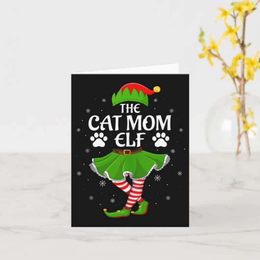 Cat Mom Elf Christmas Family Girls Women Elf Squad Kaart (Gele Bloem)