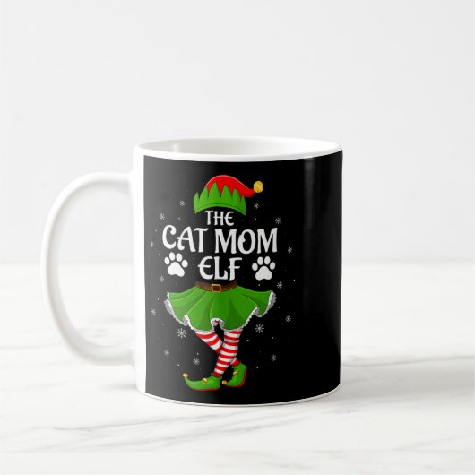 Cat Mom Elf Christmas Family Girls Women Elf Squad Koffiemok (Links)