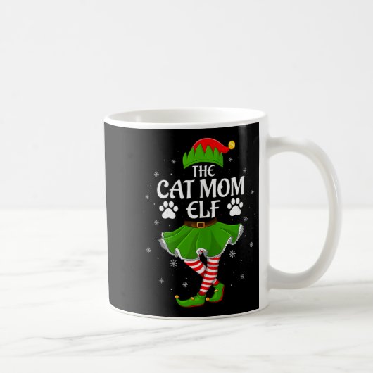 Cat Mom Elf Christmas Family Girls Women Elf Squad Koffiemok (Rechts)