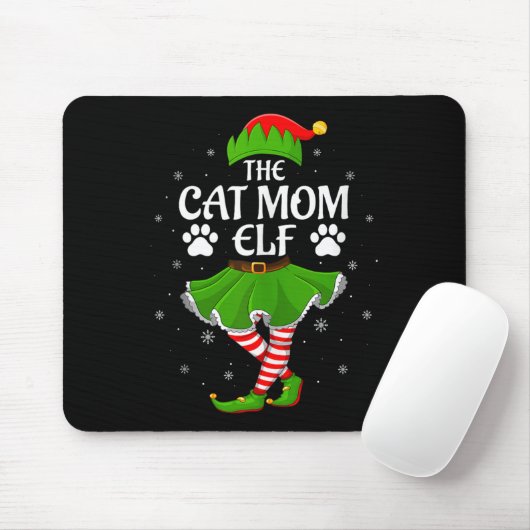 Cat Mom Elf Christmas Family Girls Women Elf Squad Muismat (Met muis)