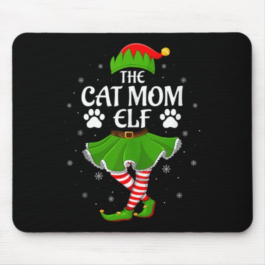 Cat Mom Elf Christmas Family Girls Women Elf Squad Muismat (Voorkant)