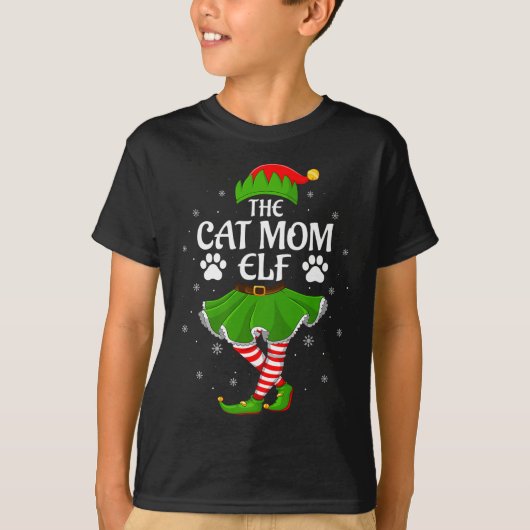 Cat Mom Elf Christmas Family Girls Women Elf Squad T-shirt (Voorkant)