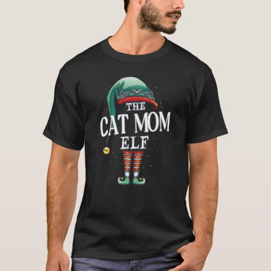 Cat Mom Elf Christmas Group Xmas Pajama Party T-shirt (Voorkant)