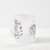 Cat Mom Frosted Glass Mok – Paws, Spint & Liefde (Voorkant links)