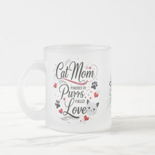 Cat Mom Frosted Glass Mok – Paws, Spint & Liefde