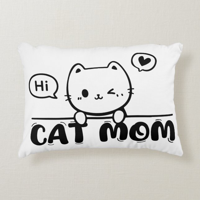 cat mom funny cute black gift lover Accent Pillow Accent Kussen (Voorkant)