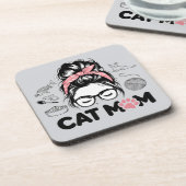 "Cat Mom" Funny Cute Cat Lover Women Bier Onderzetter (Linkerzijde)