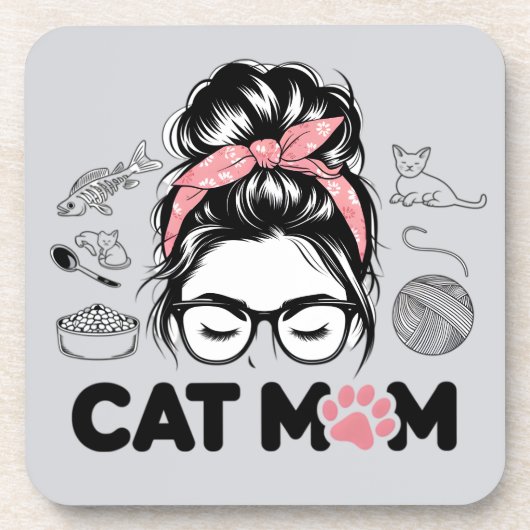 "Cat Mom" Funny Cute Cat Lover Women Bier Onderzetter (Voorkant)