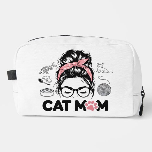 "Cat Mom" Funny Cute Cat Lover Women Dopp Kit Toilettasje (Voorkant)