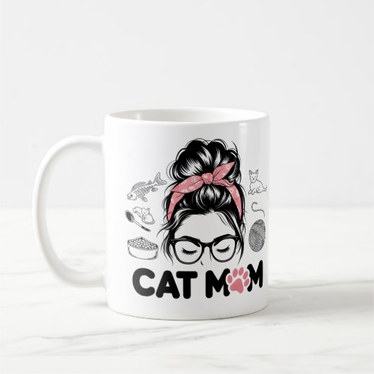 "Cat Mom" Funny Cute Cat Lover Women Koffiemok (Links)
