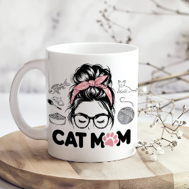 "Cat Mom" Funny Cute Cat Lover Women Koffiemok