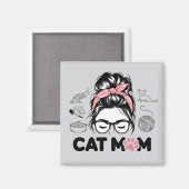 "Cat Mom" Funny Cute Cat Lover Women Magneet (Voorkant / Achterkant)