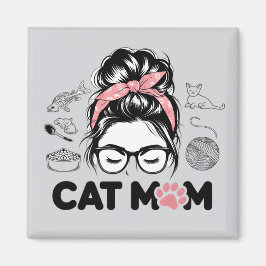 "Cat Mom" Funny Cute Cat Lover Women Magneet